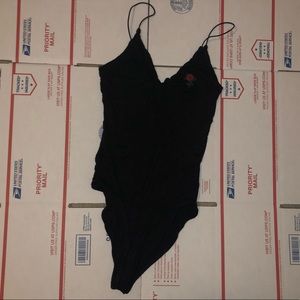L.A. Hearts Rose Emoji Black Bodysuit